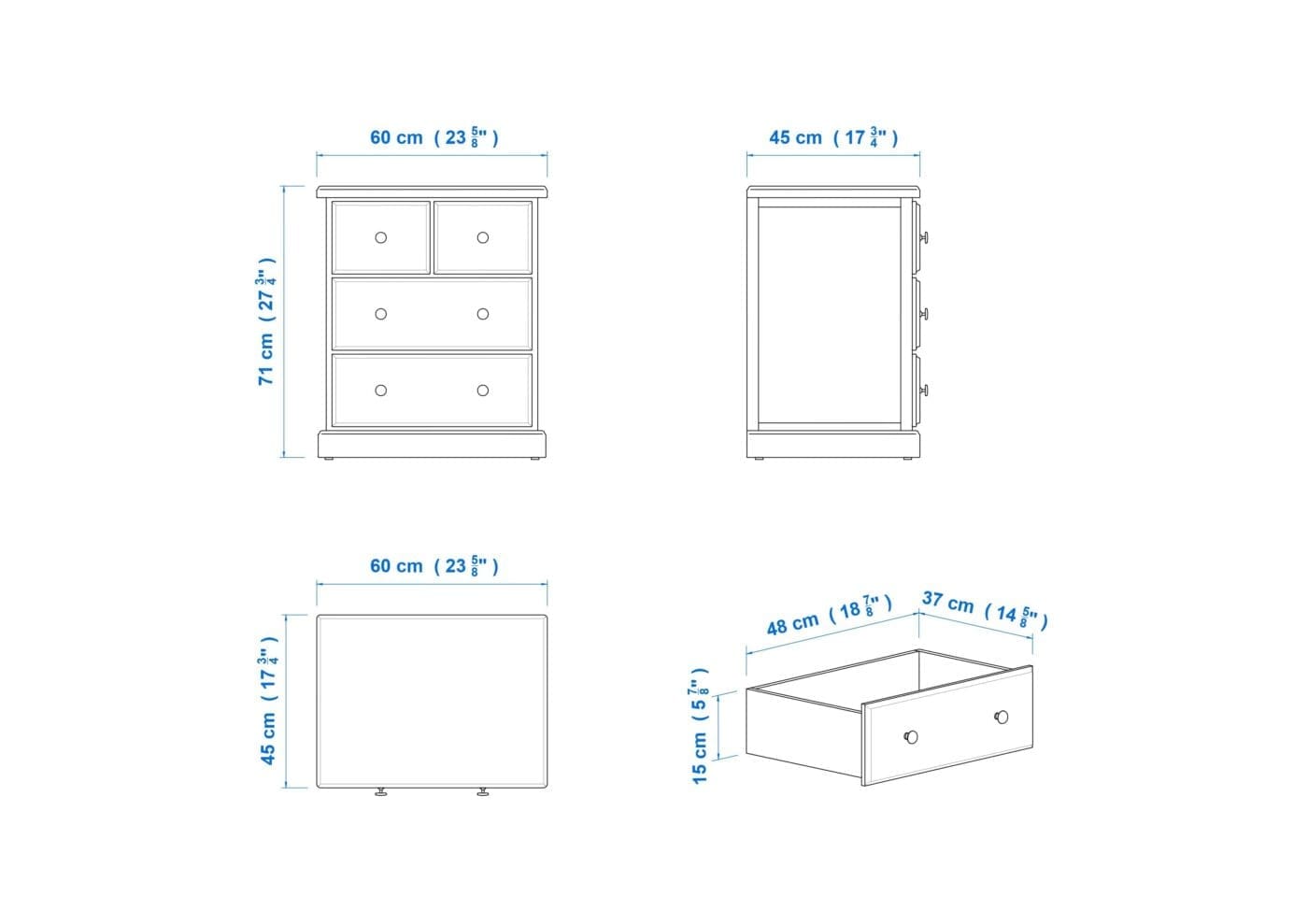 Chas 4 Drawer Bedside