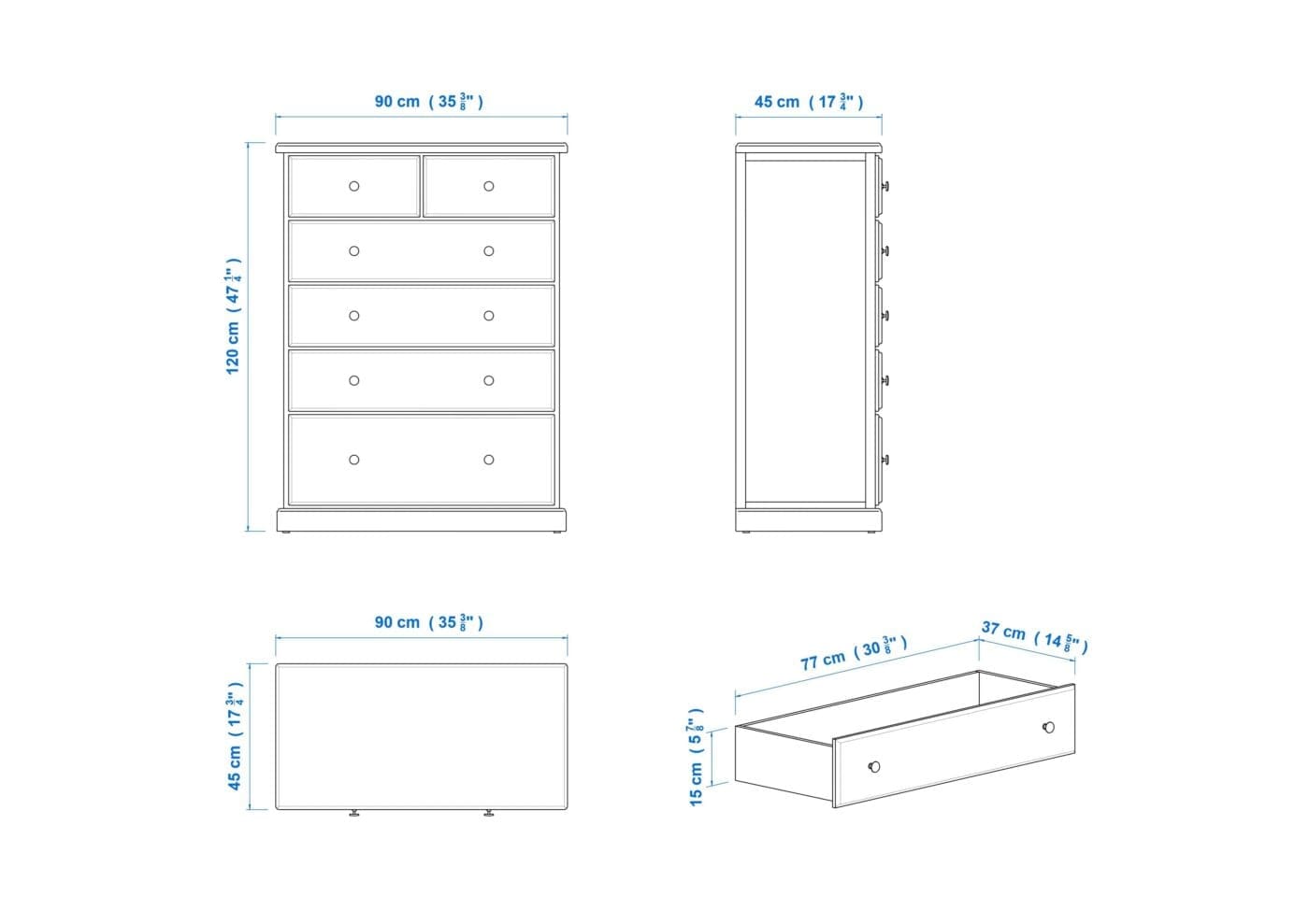 Chas 6 Drawer Tallboy