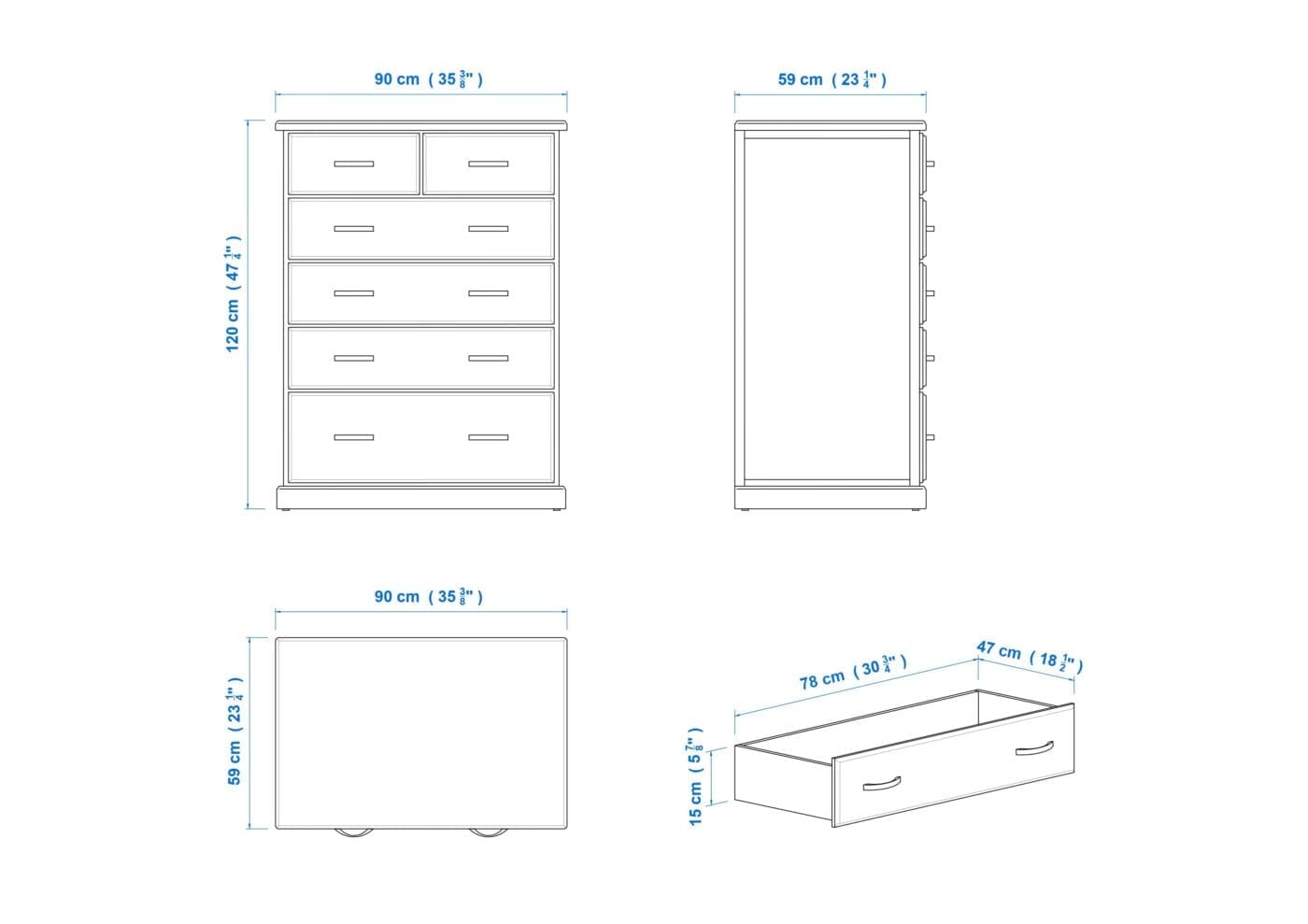 Katoomba EXTRA DEEP 6 Drawer Chest
