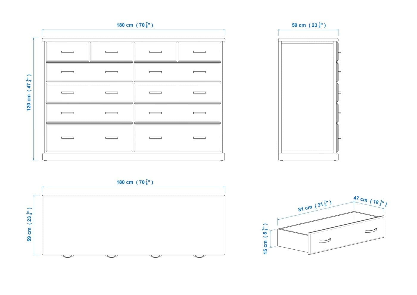 Katoomba EXTRA DEEP 12 Drawer Chest