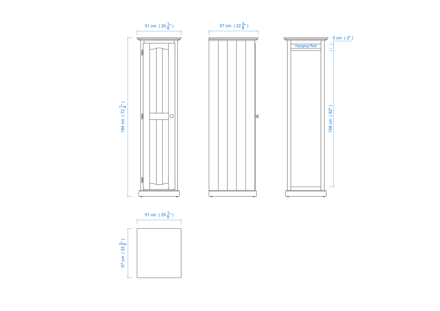 45cm All Hanging Wardrobe – Aussie Made Choice of Colours