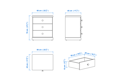 Savannah 3 Drawer Bedside 600mm