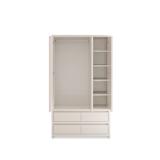 Modern 120cm Hanging & Shelving Wardrobe with 4 Drawers – Aussie Made Choice of Colours
