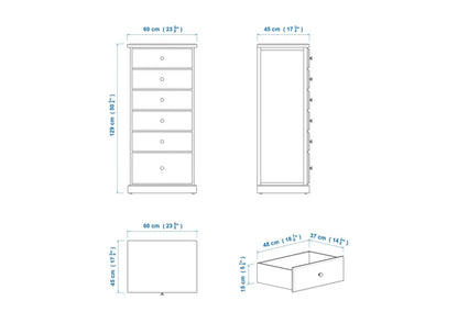 Chas 60cm 6 Drawer Chest