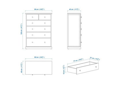 Chas 6 Drawer Tallboy