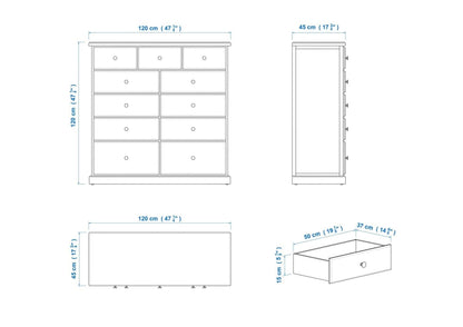 Chas 120cm 11 Drawer Chest