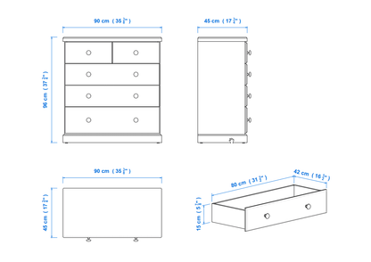 Savannah 90cm 5 Drawer Chest Aussie Made Choice of Colours