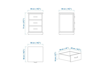 Katoomba 3 Drawer Bedside