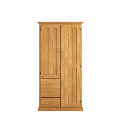 Heritage Timber Wardrobe 90cm 2 Door 3 Drawer Robe Long & Short Hanging – Aussie Made Choice of Colours