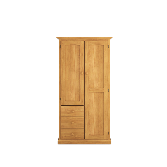 Heritage Timber Wardrobe 90cm 2 Door 3 Drawer Robe Long & Short Hanging – Aussie Made Choice of Colours