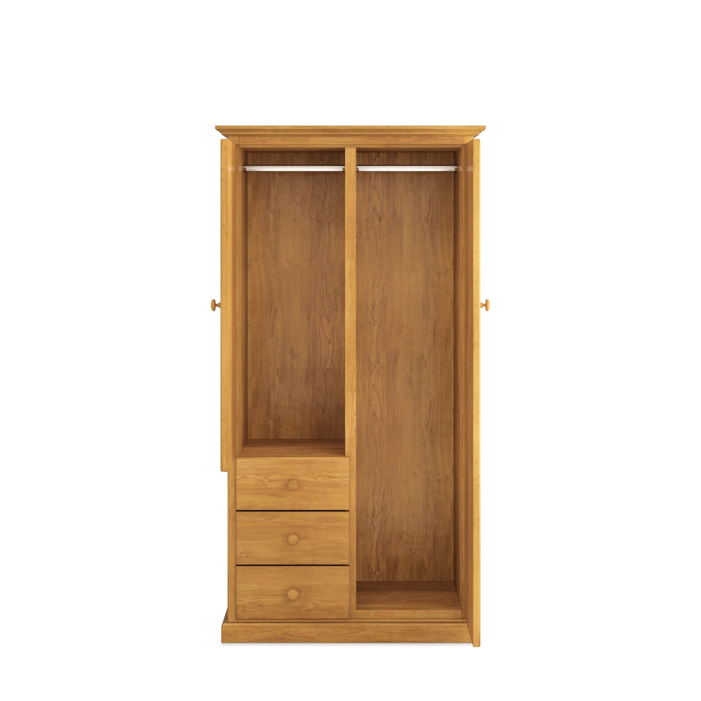 Heritage Timber Wardrobe 90cm 2 Door 3 Drawer Robe Long & Short Hanging – Aussie Made Choice of Colours