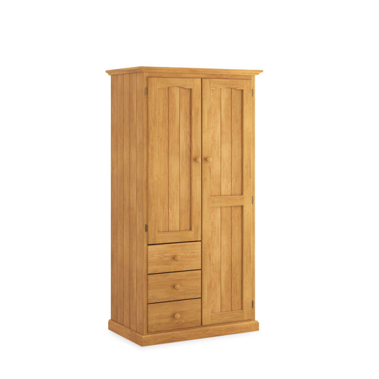 Heritage Timber Wardrobe 90cm 2 Door 3 Drawer Robe Long & Short Hanging – Aussie Made Choice of Colours