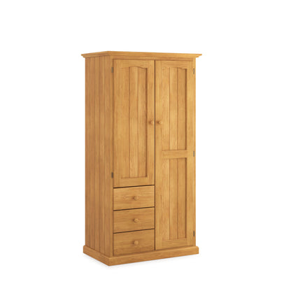 Heritage Timber Wardrobe 90cm 2 Door 3 Drawer Robe Long & Short Hanging – Aussie Made Choice of Colours