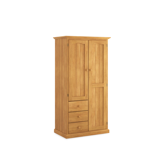 Heritage Timber Wardrobe 90cm 2 Door 3 Drawer Robe Long & Short Hanging – Aussie Made Choice of Colours