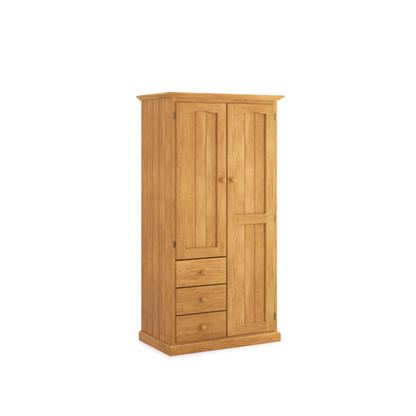 Heritage Timber Wardrobe 90cm 2 Door 3 Drawer Robe Long & Short Hanging – Aussie Made Choice of Colours