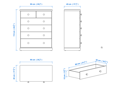 Savannah 90cm 6 Drawer Chest Aussie Made Choice of Colours