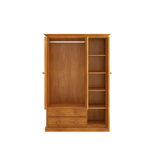 Heritage Timber Wardrobe 120cm Hanging Shelving and Drawers – Aussie Made Choice of Colours