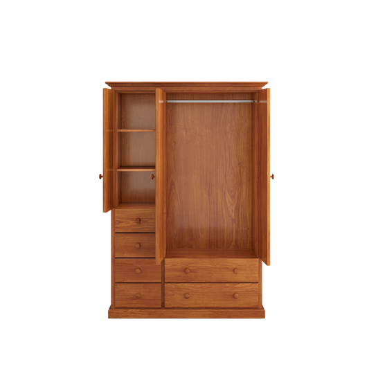 Heritage Timber Wardrobe 120cm Hanging Shelving 6 Drawer – Aussie Made Choice of Colours