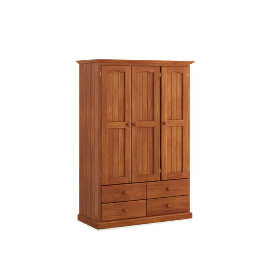Heritage Timber Wardrobe 120cm 3 Door 4 Drawer All Hanging – Aussie Made Choice of Colours