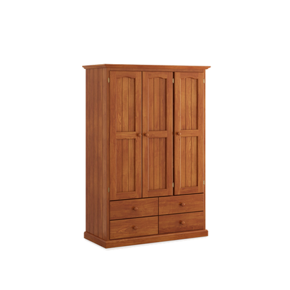 Heritage Timber Wardrobe 120cm 3 Door 4 Drawer All Hanging – Aussie Made Choice of Colours