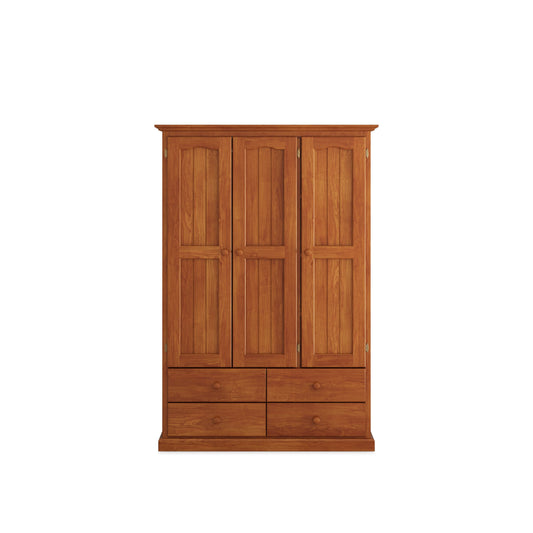 Heritage Timber Wardrobe 120cm 3 Door 4 Drawer All Hanging – Aussie Made Choice of Colours