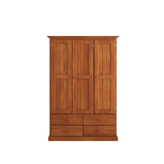Heritage Timber Wardrobe 120cm 3 Door 4 Drawer All Hanging – Aussie Made Choice of Colours