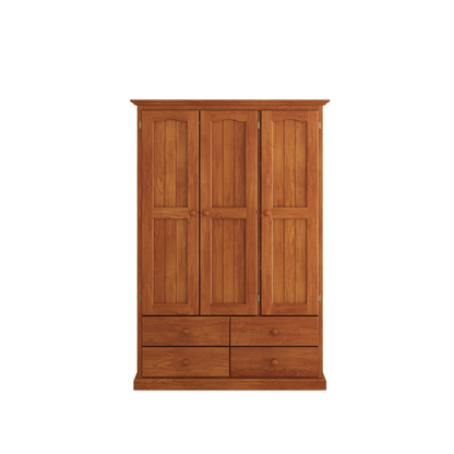 Heritage Timber Wardrobe 120cm 3 Door 4 Drawer All Hanging – Aussie Made Choice of Colours