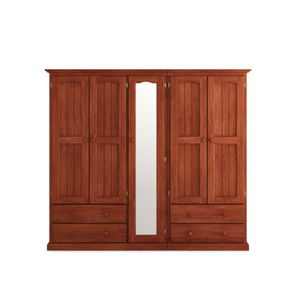 Heritage Timber Wardrobe 200cm 5 Door 4 Drawer Hanging & Shelving – Aussie Made Choice of Colours