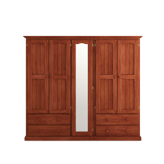 Heritage Timber Wardrobe 200cm 5 Door 4 Drawer Hanging & Shelving – Aussie Made Choice of Colours