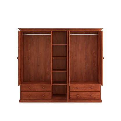 Heritage Timber Wardrobe 200cm 5 Door 4 Drawer Hanging & Shelving – Aussie Made Choice of Colours