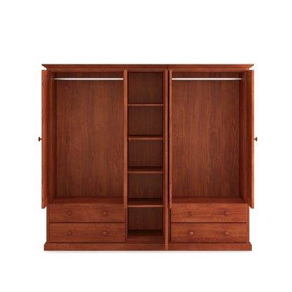 Heritage Timber Wardrobe 200cm 5 Door 4 Drawer Hanging & Shelving – Aussie Made Choice of Colours