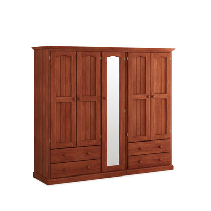 Heritage Timber Wardrobe 200cm 5 Door 4 Drawer Hanging & Shelving – Aussie Made Choice of Colours
