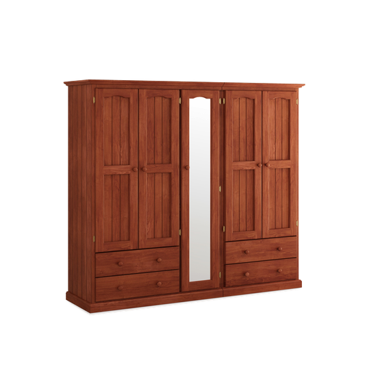 Heritage Timber Wardrobe 200cm 5 Door 4 Drawer Hanging & Shelving – Aussie Made Choice of Colours