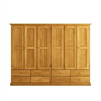Heritage Timber Wardrobe 250cm 6 Door 8 Drawer Robe All Hanging – Aussie Made Choice of Colours
