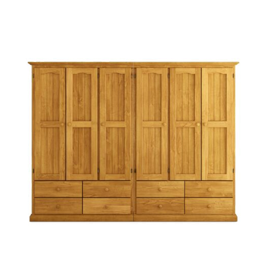Heritage Timber Wardrobe 250cm 6 Door 8 Drawer Robe All Hanging – Aussie Made Choice of Colours