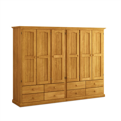 Heritage Timber Wardrobe 250cm 6 Door 8 Drawer Robe All Hanging – Aussie Made Choice of Colours