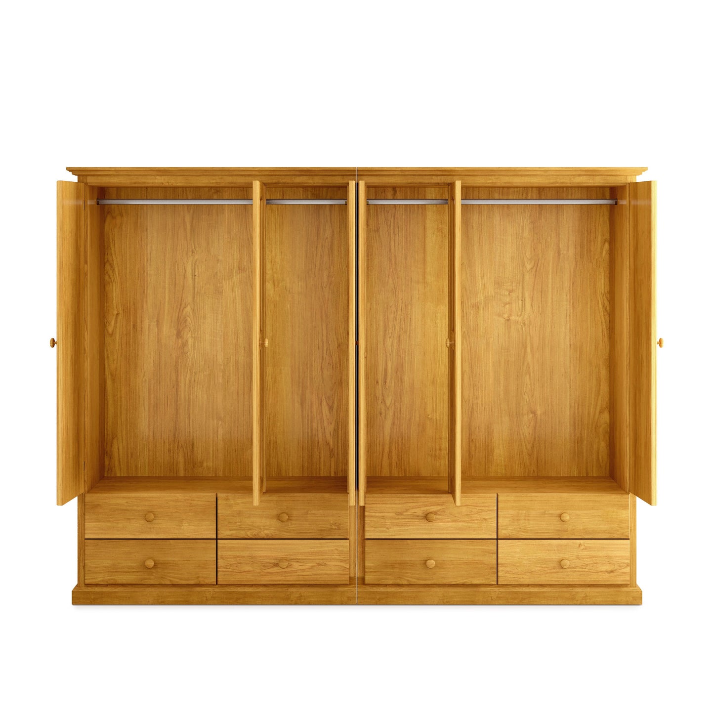 Heritage Timber Wardrobe 250cm 6 Door 8 Drawer Robe All Hanging – Aussie Made Choice of Colours
