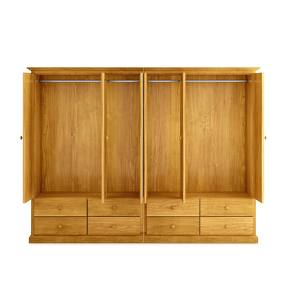 Heritage Timber Wardrobe 250cm 6 Door 8 Drawer Robe All Hanging – Aussie Made Choice of Colours
