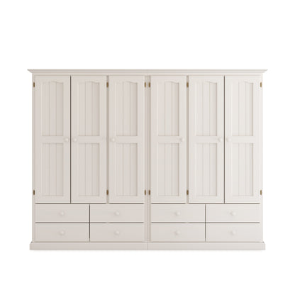 Heritage Timber Wardrobe 250cm 6 Door 8 Drawer Robe Hanging & Shelving – Aussie Made Choice of Colours