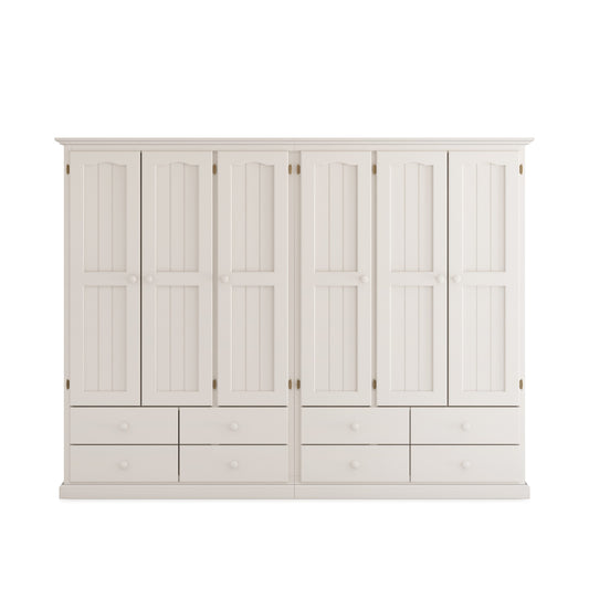 Heritage Timber Wardrobe 250cm 6 Door 8 Drawer Robe Hanging & Shelving – Aussie Made Choice of Colours