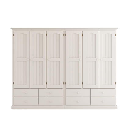 Heritage Timber Wardrobe 250cm 6 Door 8 Drawer Robe Hanging & Shelving – Aussie Made Choice of Colours