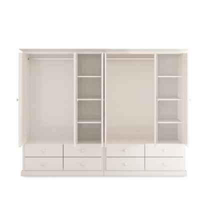 Heritage Timber Wardrobe 250cm 6 Door 8 Drawer Robe Hanging & Shelving – Aussie Made Choice of Colours