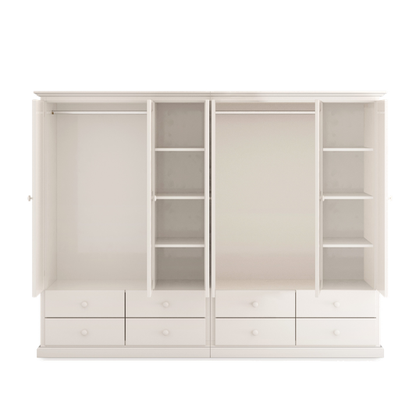 Heritage Timber Wardrobe 250cm 6 Door 8 Drawer Robe Hanging & Shelving – Aussie Made Choice of Colours