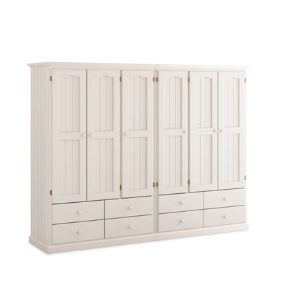Heritage Timber Wardrobe 250cm 6 Door 8 Drawer Robe Hanging & Shelving – Aussie Made Choice of Colours