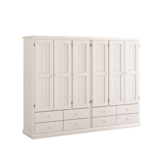 Heritage Timber Wardrobe 250cm 6 Door 8 Drawer Robe Hanging & Shelving – Aussie Made Choice of Colours