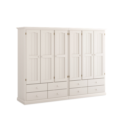 Heritage Timber Wardrobe 250cm 6 Door 8 Drawer Robe Hanging & Shelving – Aussie Made Choice of Colours