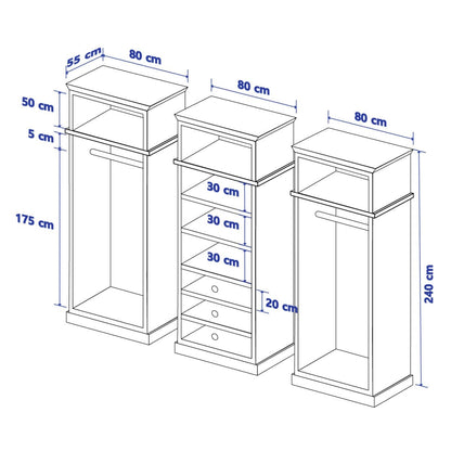 Heritage Timber Wardrobe 250cm with Top Cupboards Hanging & Shelving – Aussie Made Choice of Colours