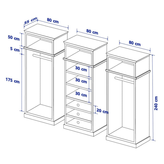 Heritage Timber Wardrobe 250cm with Top Cupboards Hanging & Shelving – Aussie Made Choice of Colours