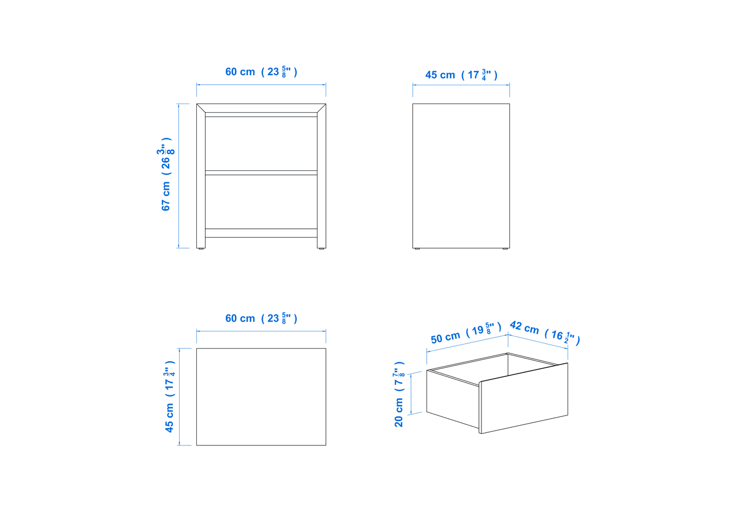 Modern 2 Drawer Bedside 60cm Aussie Made Choice of Colours