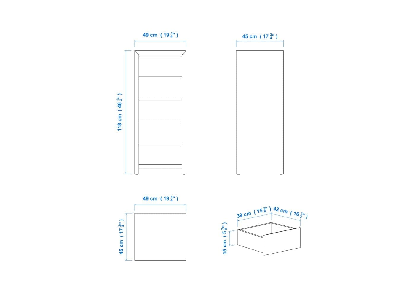 Modern 45cm 5 Drawer Aussie Made Choice of Colours